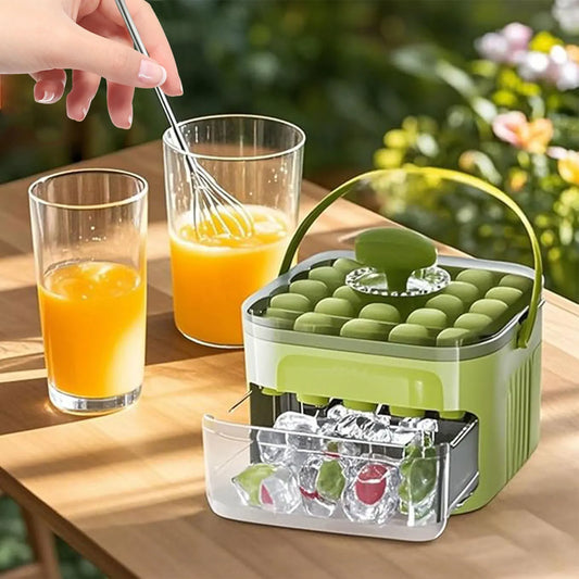 IJsblokjes vorm met drukdeksel – compacte ijsmaker met lade en lepel