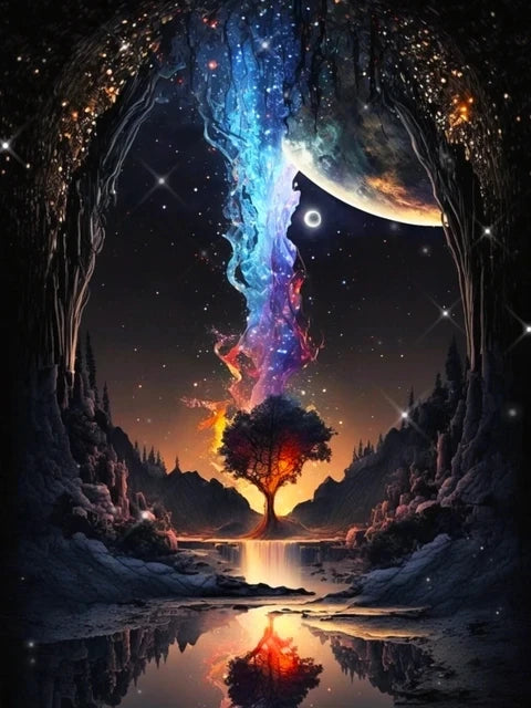 Schilderen op nummer Landschappen – Bomen in het donker (keuze uit 12 afbeeldingen)