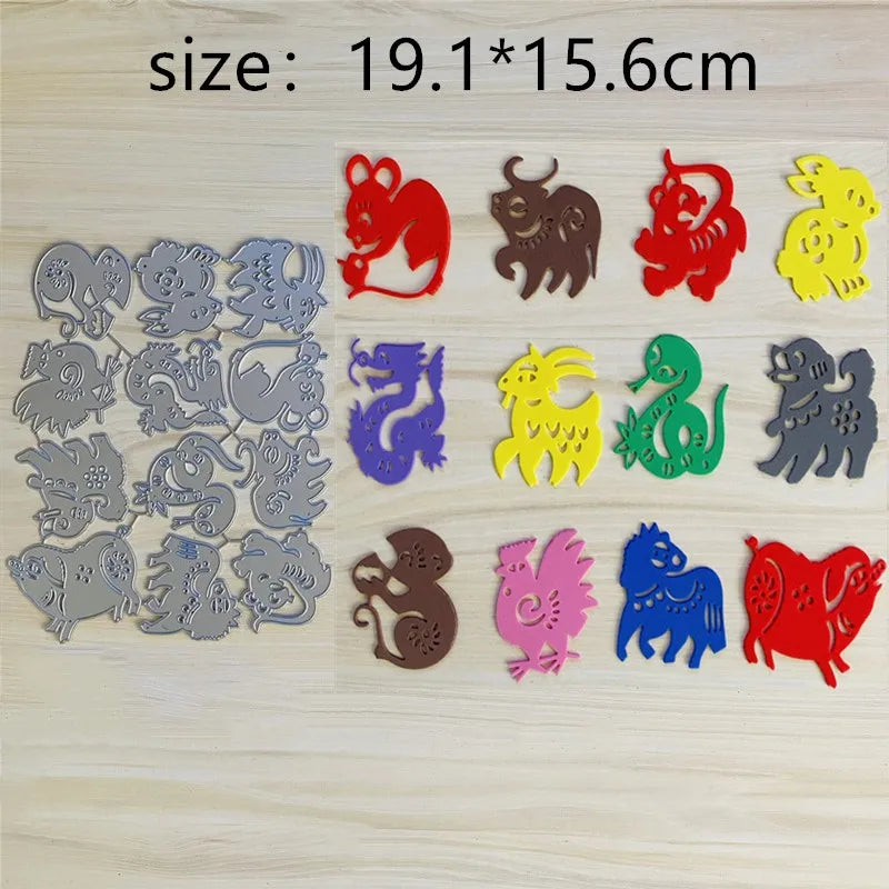 Metalen snijmal - Dierenriem dieren voor scrapbooking en kaarten