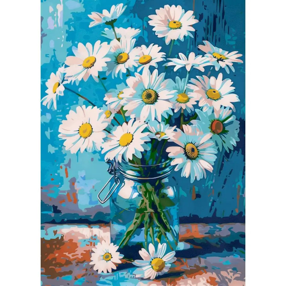 Schilderen op nummer Bloemen met glazen vazen op canvas met frame - 9958159