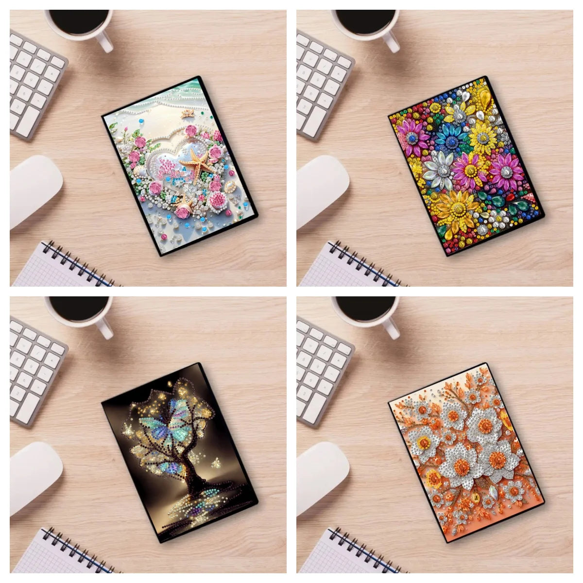 Diamond Painting Notitieboekje Bloemen PU Leer Strass Dagboek
