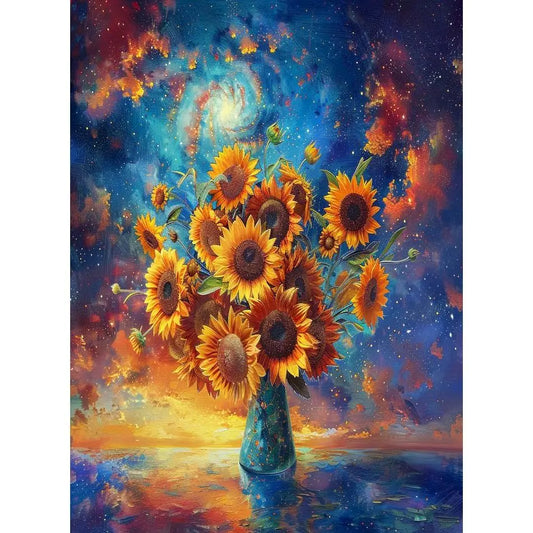 Schilderen op nummer Bloemen met glazen vazen op canvas met frame - 9967501