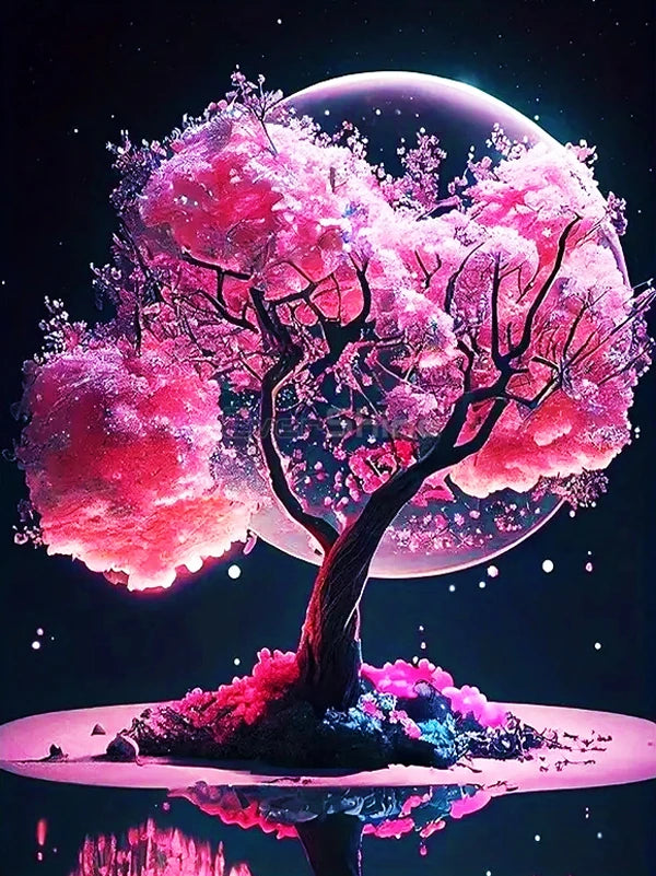 AB Diamond Painting met AB en Fairy dust steentjes – Boom landschap