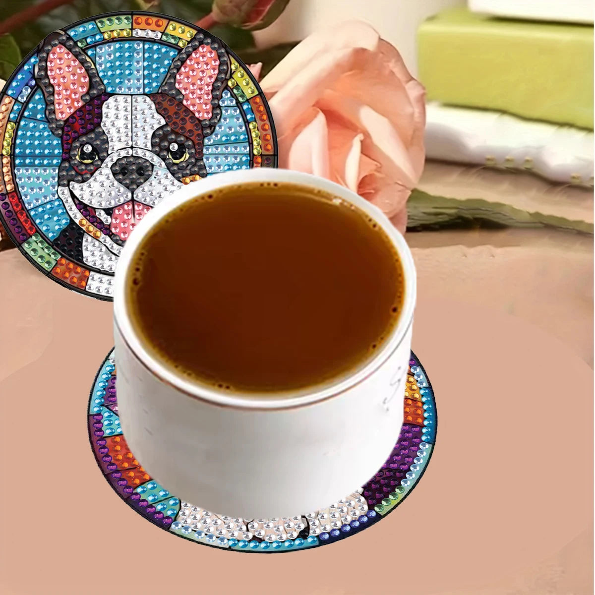 Diamond Painting Onderzetters met honden – creatieve houten set