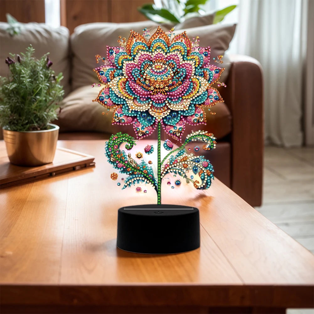 Diamond Painting Lamp Bloem & Dier LED Nachtlamp van Acryl