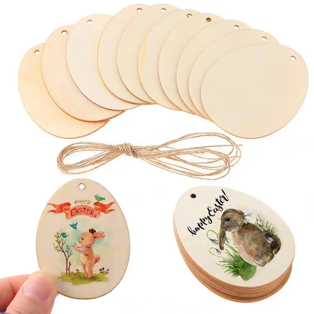 Houten figuur om zelf te schilderen/kleuren – 10/20/50 stuks paashanger set