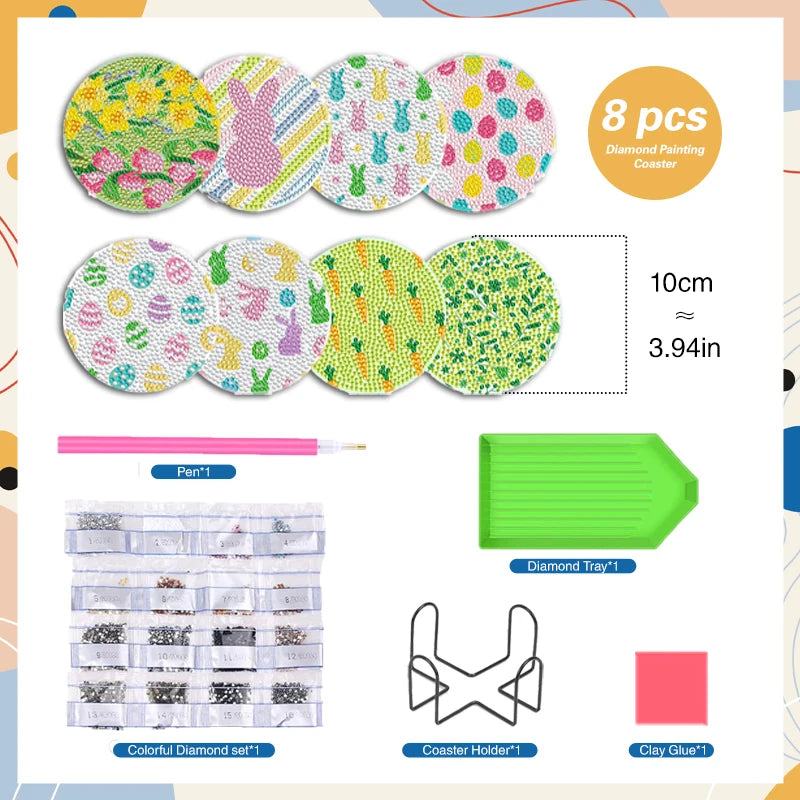 Diamond Painting Onderzetters – Set van 6 met Houder – Mandala Design