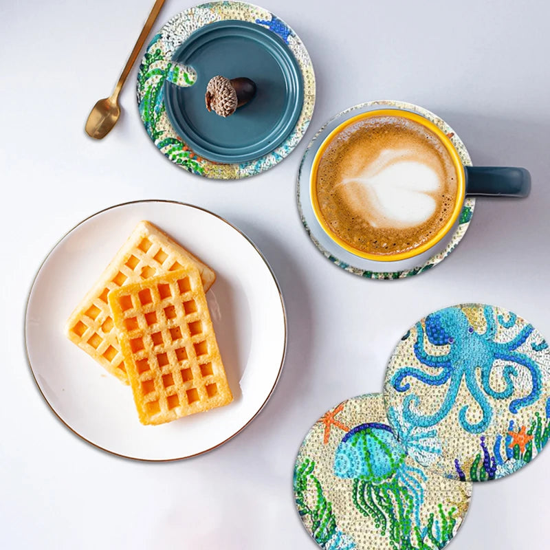 Diamond Painting Onderzetters – Set van 6 met Houder – Mandala Design