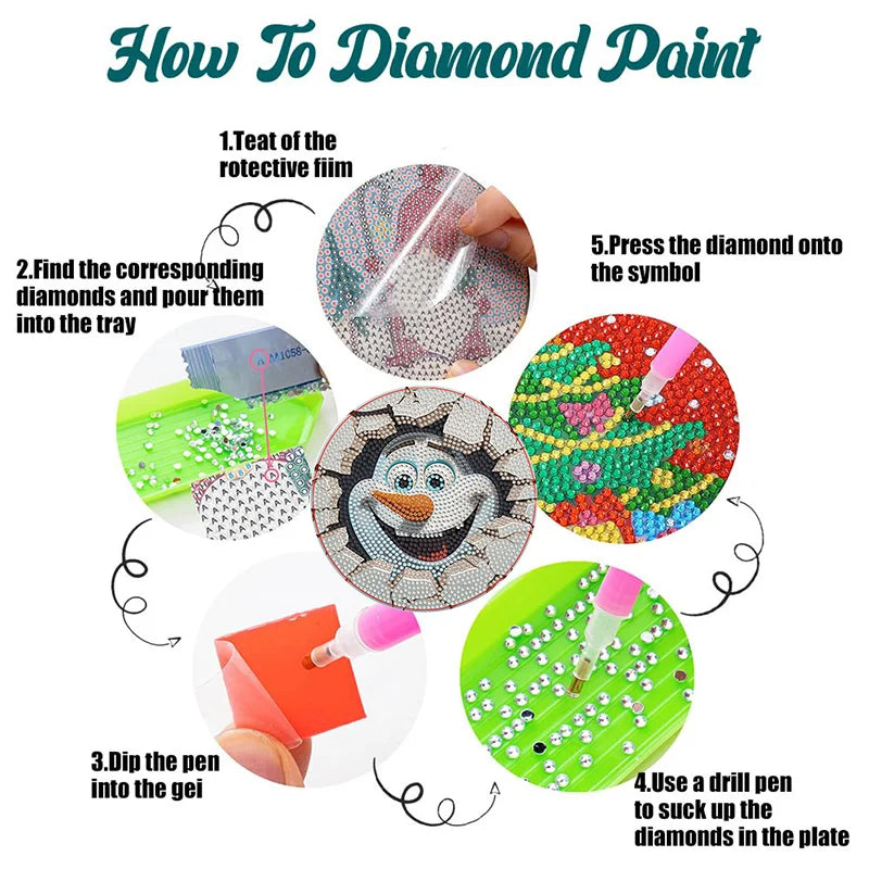 Diamond Painting Placemats Kerst Figuren Set van 4 Antislip Tafelmats