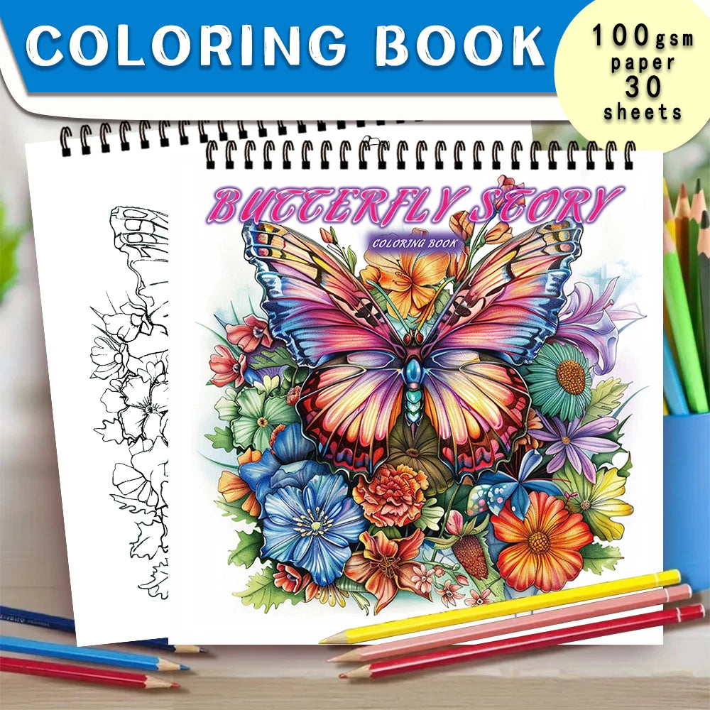 Kleurboek voor volwassenen en tieners – Spiraalbinding met dik papier voor ontspanning en creativiteit