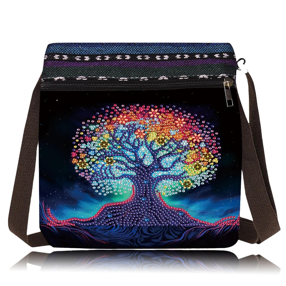 Diamond Painting Tas Wolf – Canvas Schoudertas met Rits en Hengsel