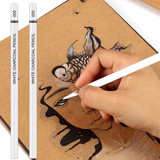 Potloden set wit houtskool – 6 stuks voor schets en highlights