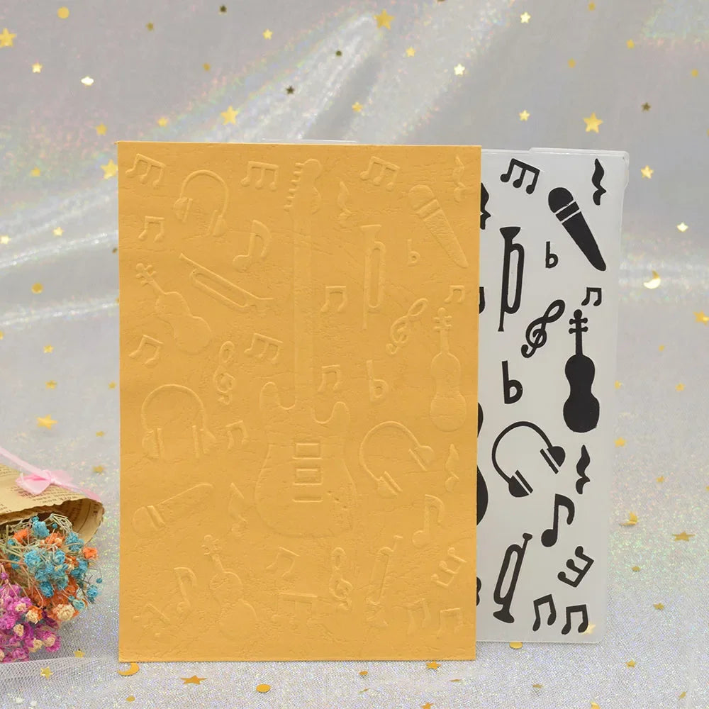 Embossing folder gitaar patroon 3D voor kaarten en scrapbooking