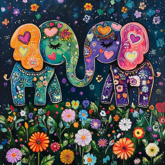 Diamond Painting Dieren ronde of vierkante steentjes - Olifanten DZDP79802