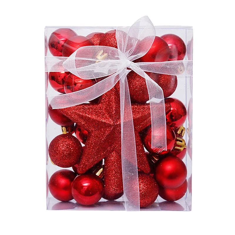 Kerstballen set met 30 decoratieve ballen en ster piek voor kerstboom
