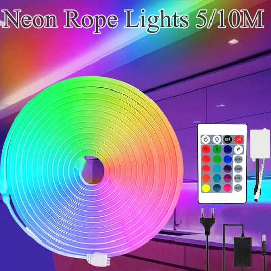 Led strip neon touwverlichting RGB 5/10 meter waterdicht met afstandsbediening