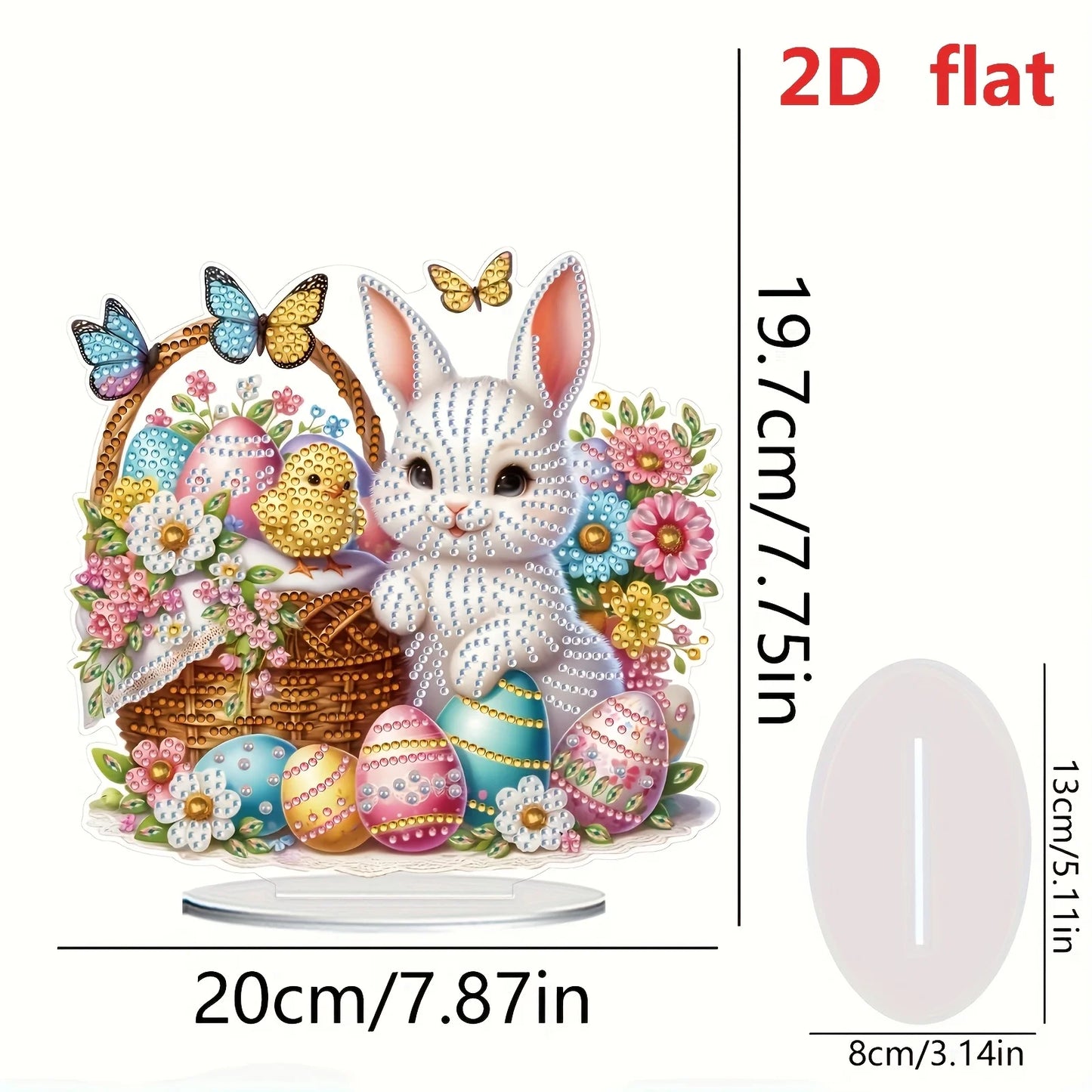 Diamond Painting Tafelornament Paashaas met Mand en Eieren