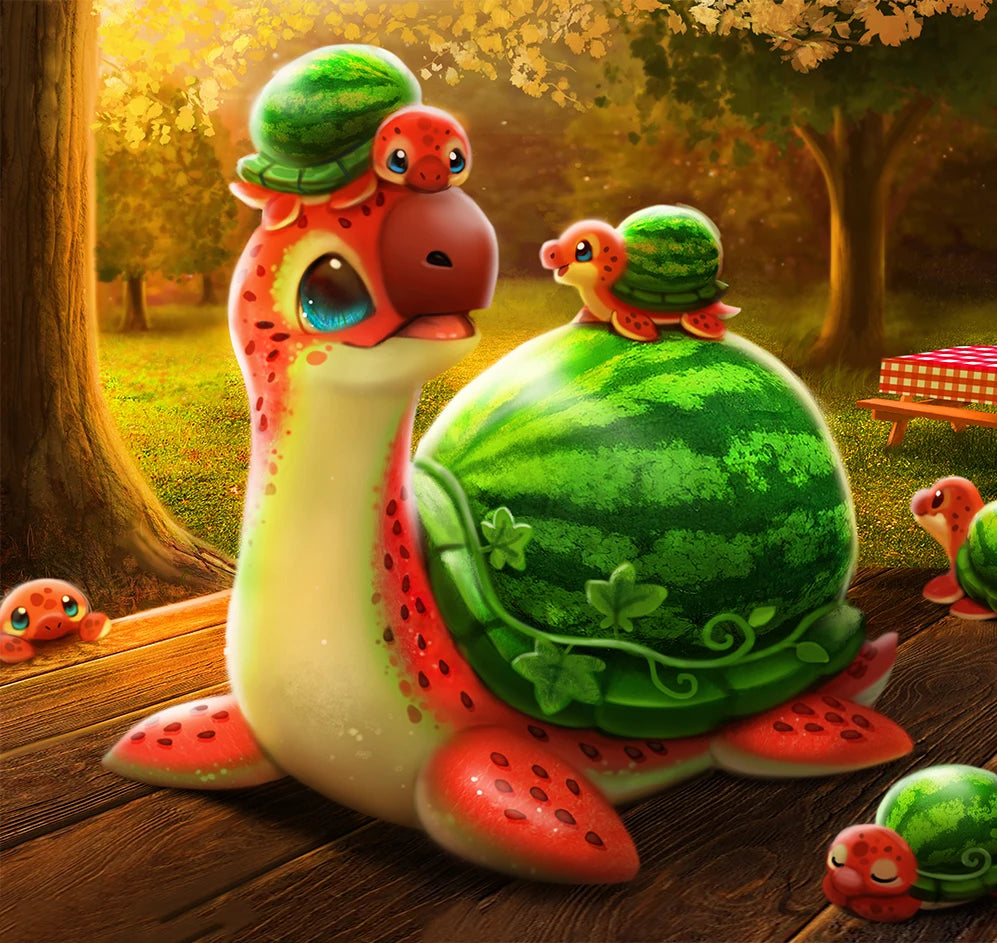 AB Diamond Painting met AB en Fairy dust steentjes – Schildpad Bloem