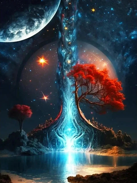 Schilderen op nummer Landschappen – Bomen in het donker (keuze uit 12 afbeeldingen)