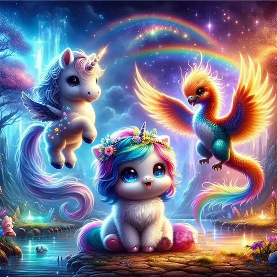 AB Diamond Painting met AB en Fairy dust steentjes – Fantasie Dierenbos