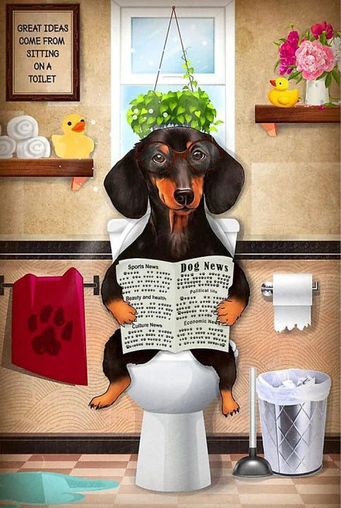 AB Diamond Painting met Fairy dust steentjes Dieren op Toilet