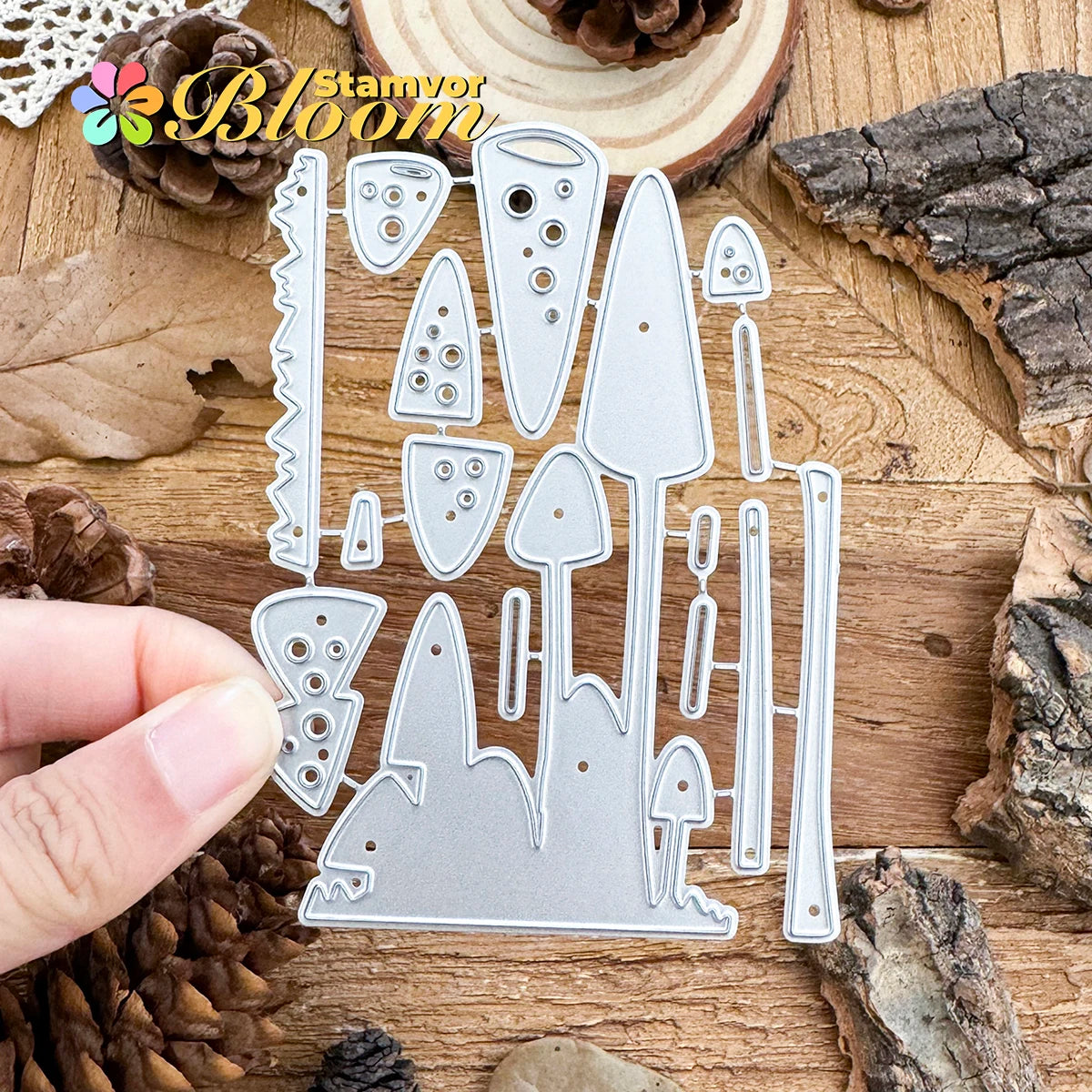 Snijmallen Boslaag met Gras en Paddenstoelen voor Scrapbooking