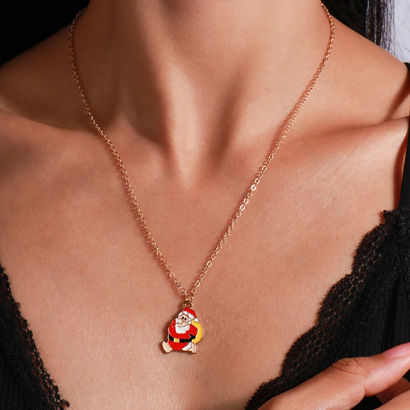 Kerst Ketting met Rendier, Belletjes en Kerstboom Hanger – Feestelijke Sieraden voor Dames