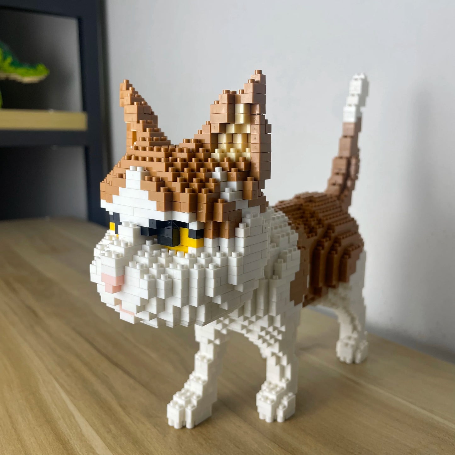 Bouwpakket Schattige Kat – Mini Model Blokken voor Liefhebbers - Rood-Wit