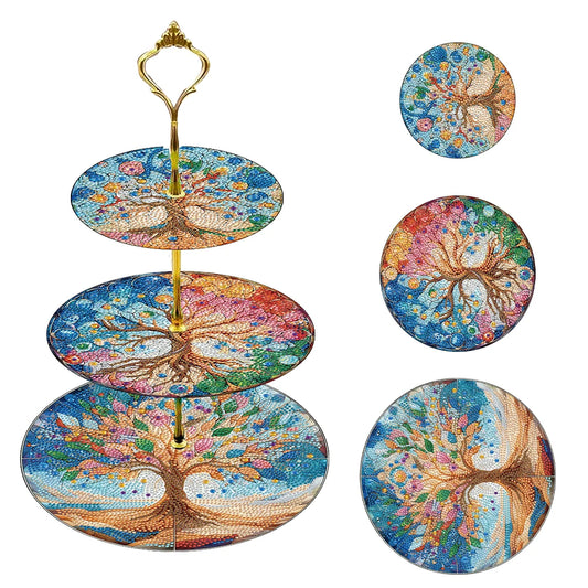 Diamond Painting Etagere Levensboom Voedsel Display 3-Laags Rack