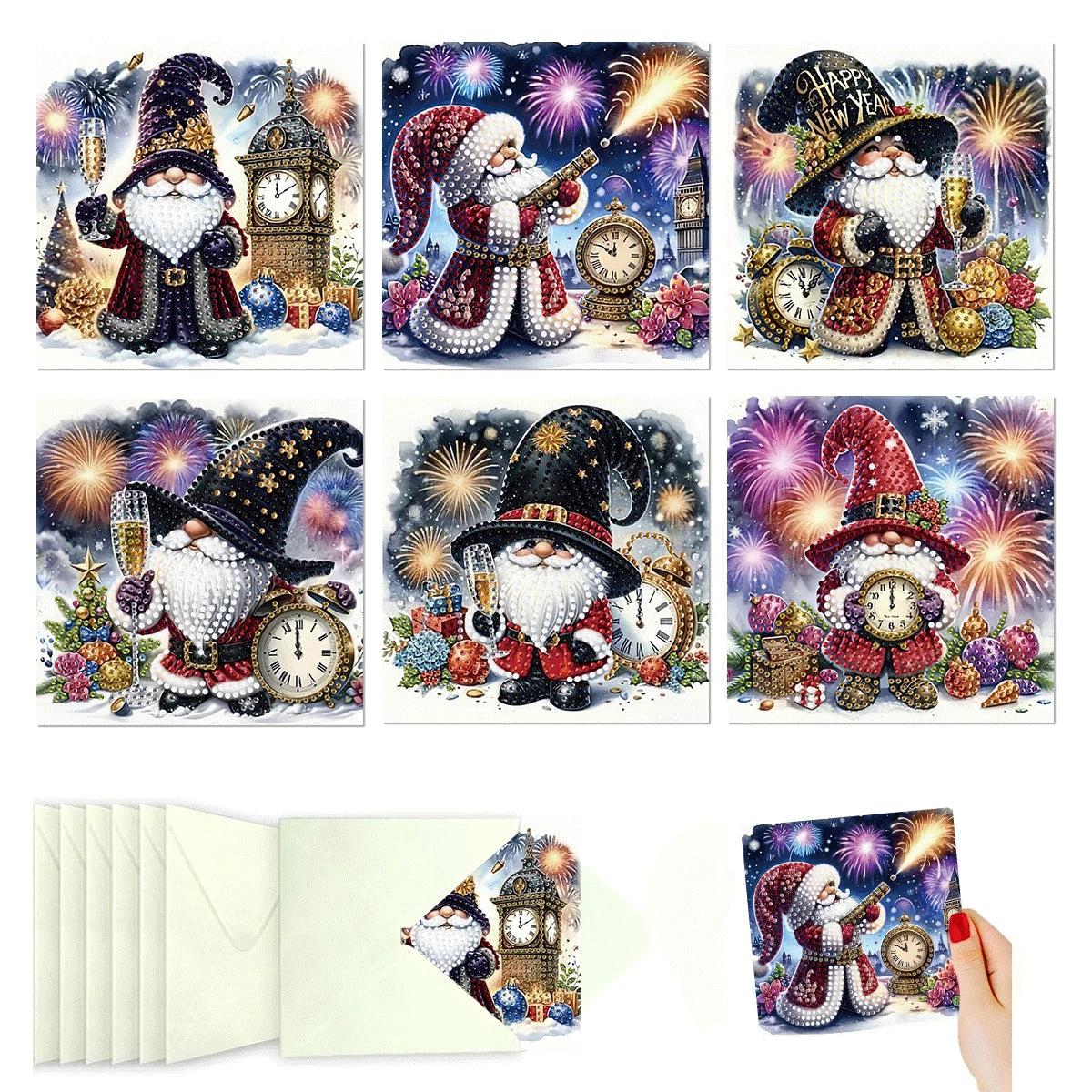 Diamond Painting Kerstkaarten set 6 feestelijke ansichtkaarten - HK064