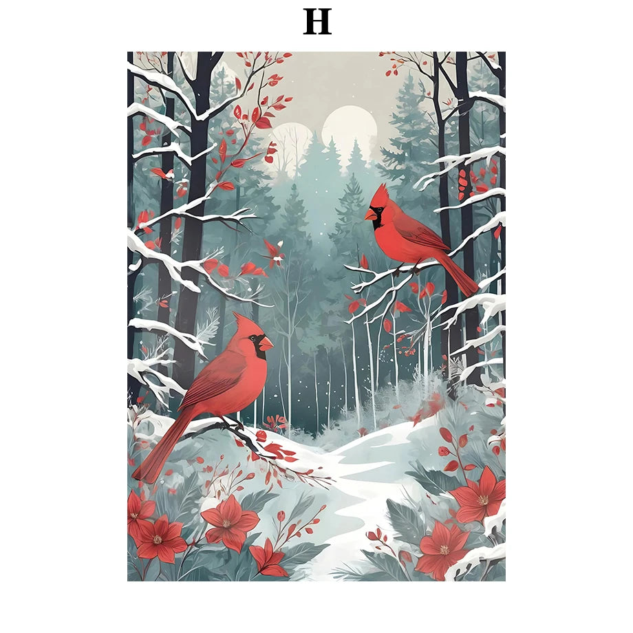 Kerst schilderij winter bos sneeuw decoratie canvas voor sfeervolle wandkunst