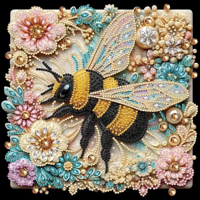 Diamond Painting op canvas met speciale vorm steentjes 30x30cm - 001 Bij