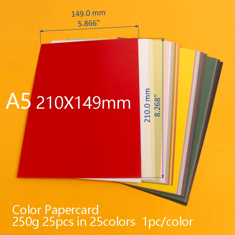 25 kleuren glanzend knutselpapier A5 - 250g voor DIY & scrapbooking