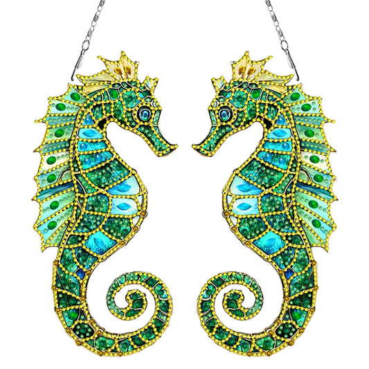 Diamond Painting Hangend ornament Zeepaardjes met sprankelende steentjes