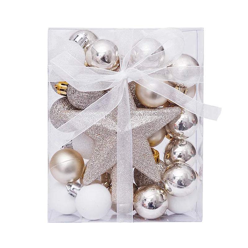 Kerstballen set met 30 decoratieve ballen en ster piek voor kerstboom