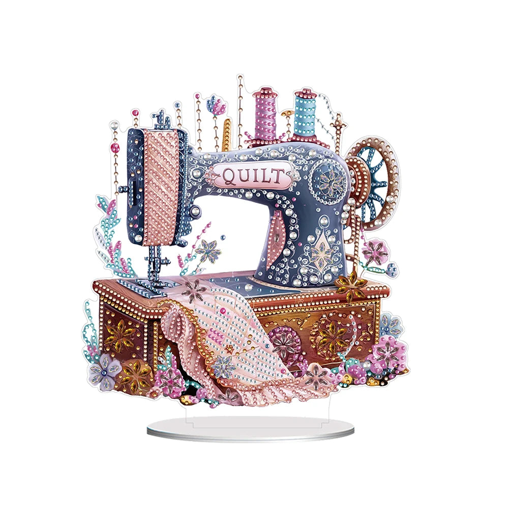Diamond Painting Tafelornament Acryl Decoratie Set voor Beginners en Volwassenen - Naaimachine 4