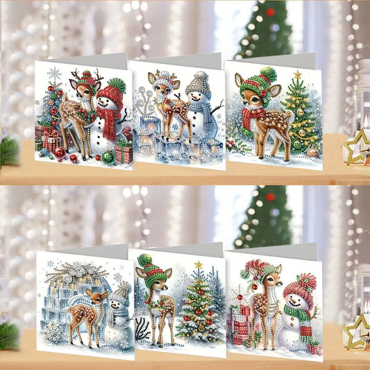 Diamond Painting Kerstkaarten Set met 6 Luxe Wenskaarten en Enveloppen - HK020