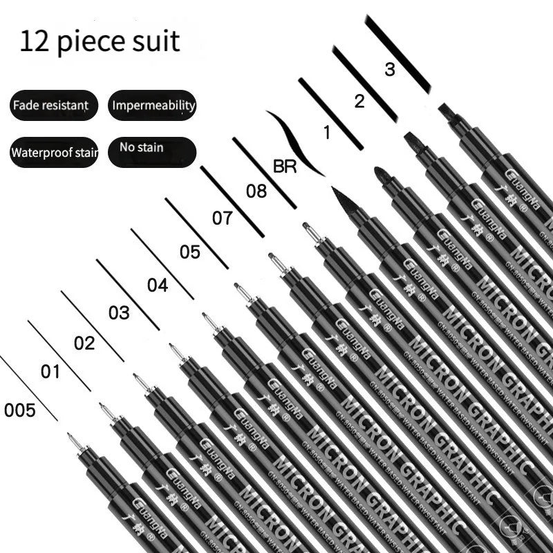 Stiften set met fineliners en brush pennen voor schetsen en illustraties