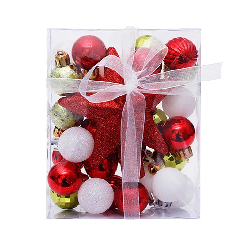 Kerstballen set met 30 decoratieve ballen en ster piek voor kerstboom