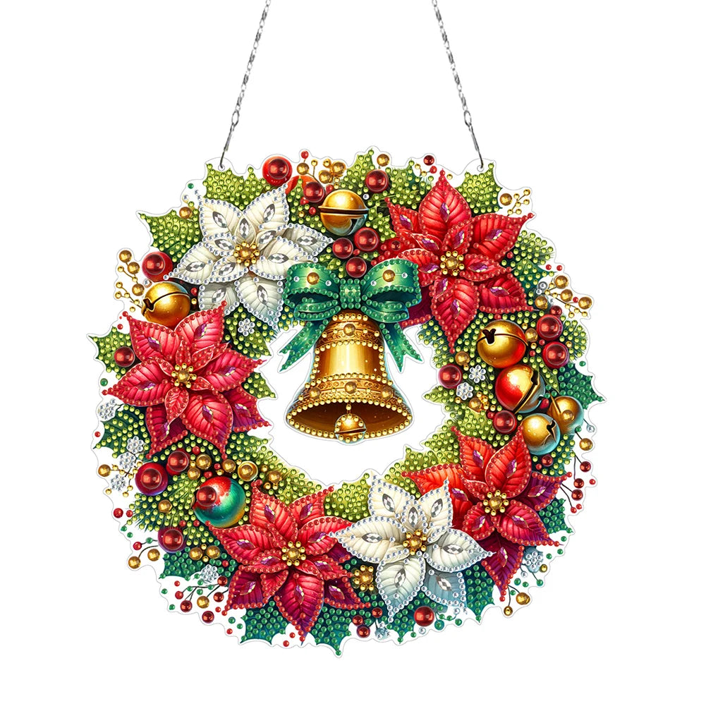Diamond Painting Kerst krans acryl hanger met strass steentjes