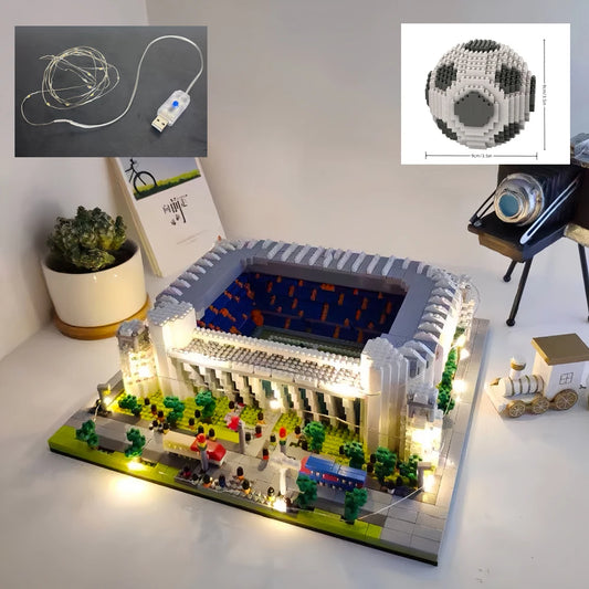 Bouwpakket gebouwen - Voetbalstadion met micro bouwstenen - Madrid LED Stadium