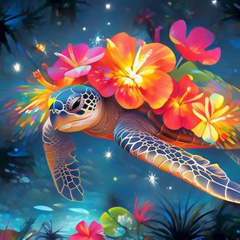 Diamond Painting Dieren ronde of vierkante steentjes - Schildpad DZDP80006