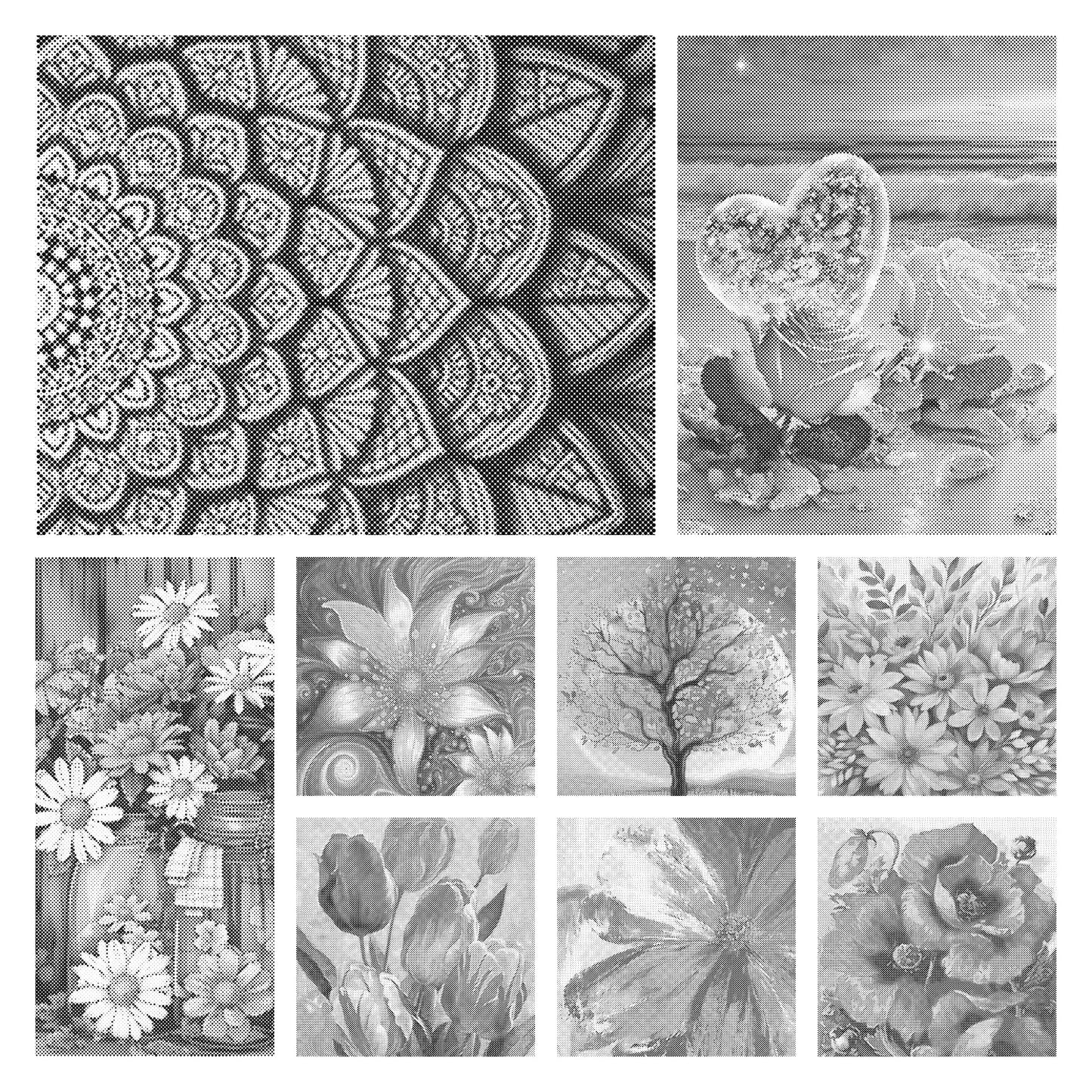 DOT Painting 40x50cm - Bloemen en Planten in Één Kleur