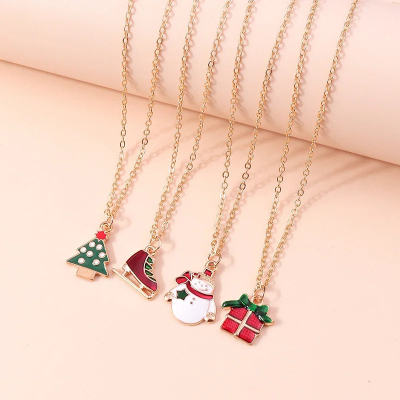 Kerst Ketting met Rendier, Belletjes en Kerstboom Hanger – Feestelijke Sieraden voor Dames