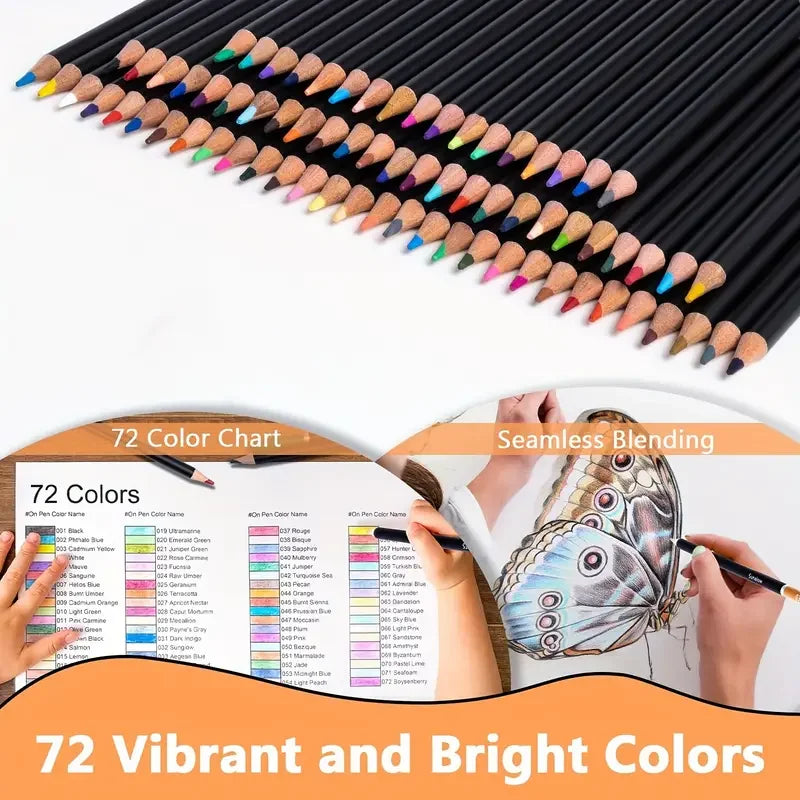 Kleurpotloden set 72 stuks – Zachte kern, met opbergetui