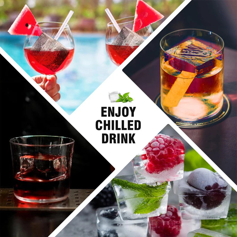IJsblokjes vorm siliconen met grote vakken voor whiskey en cocktails