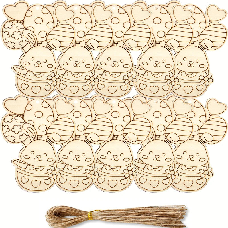 Houten Paas figuren om zelf te kleuren/schilderen – Konijn Hangers