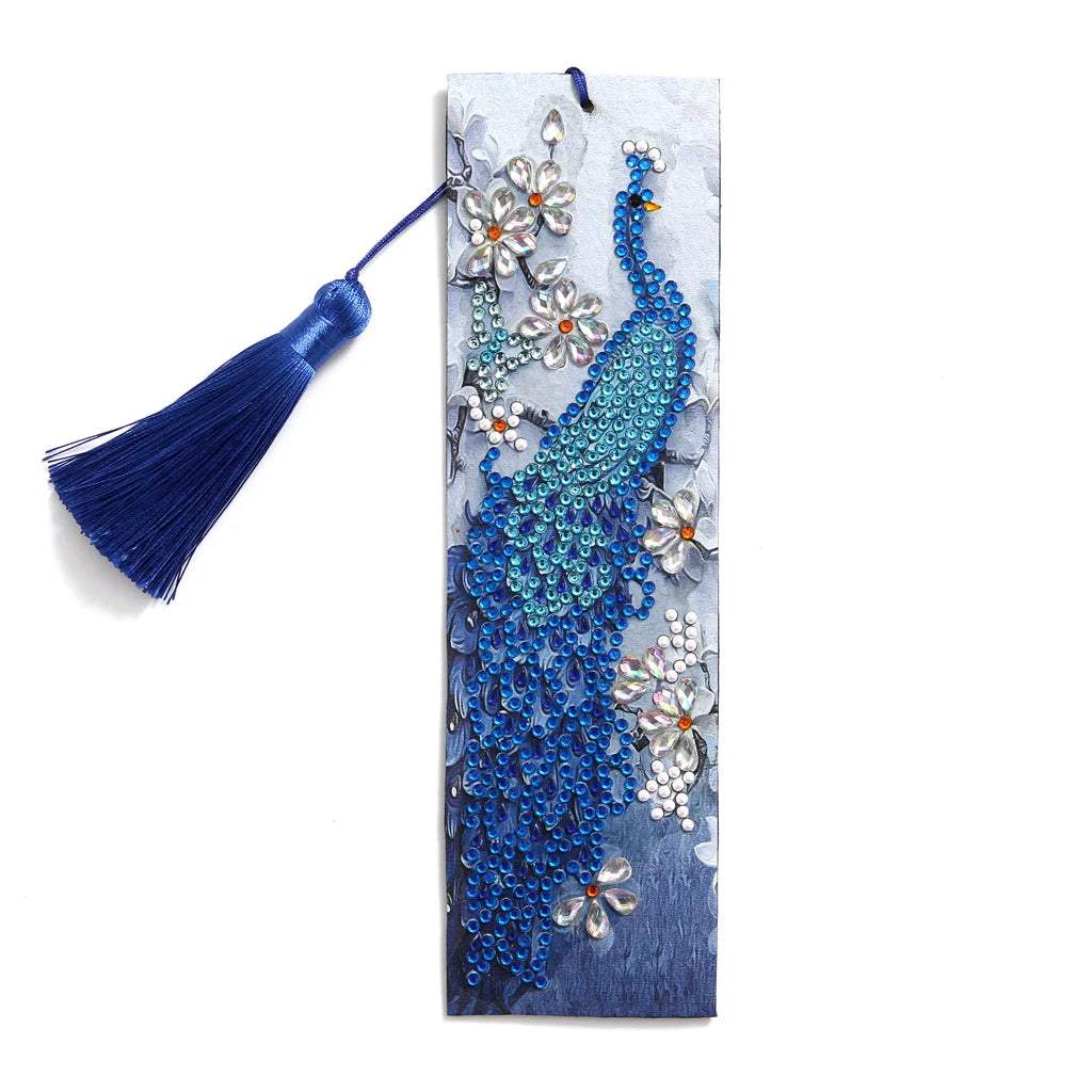 Diamond Painting Boekenlegger Pauw met Vlinder en Strass Steentjes
