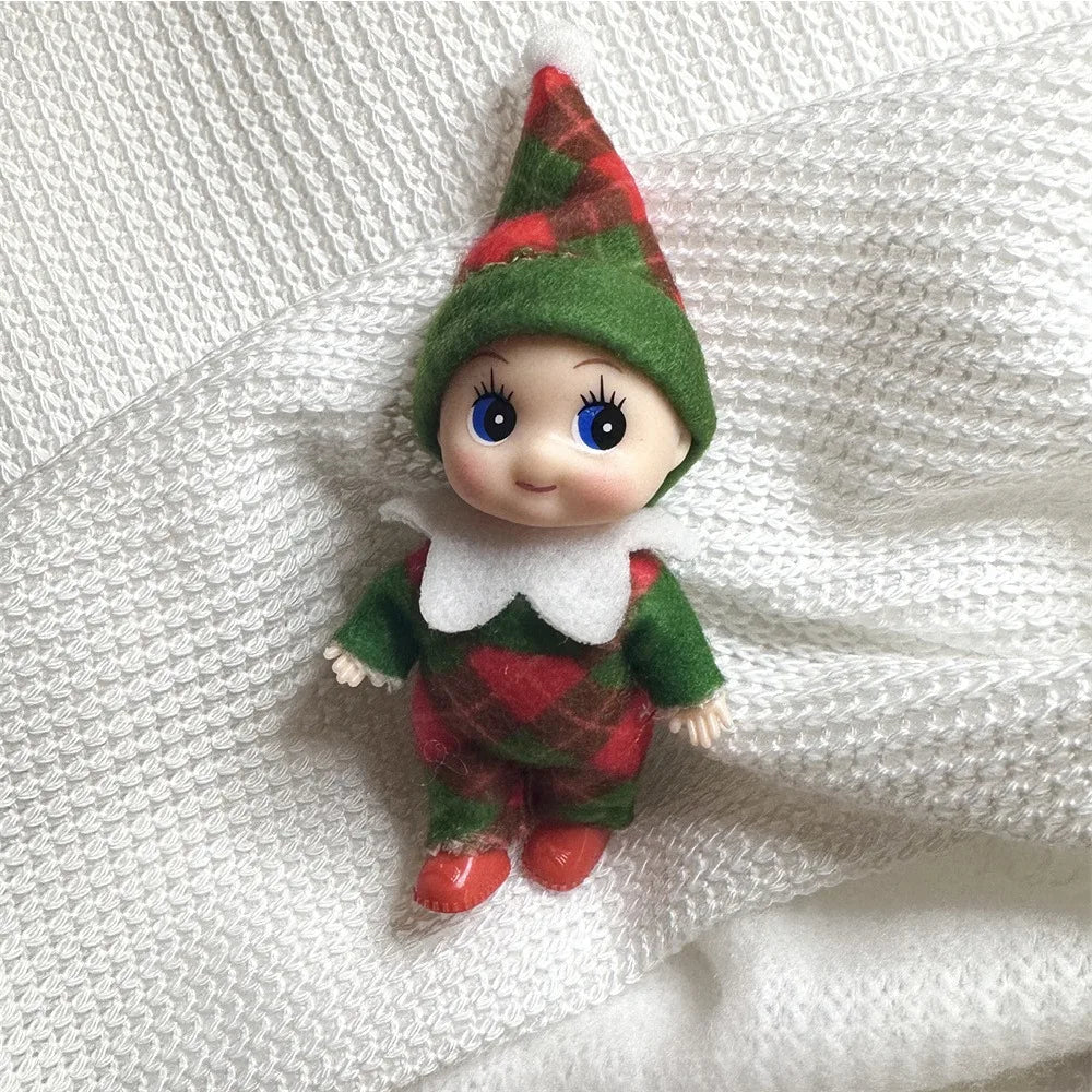 Kerst pop tweeling elf jongen en meisje – feestelijke mini decoratie
