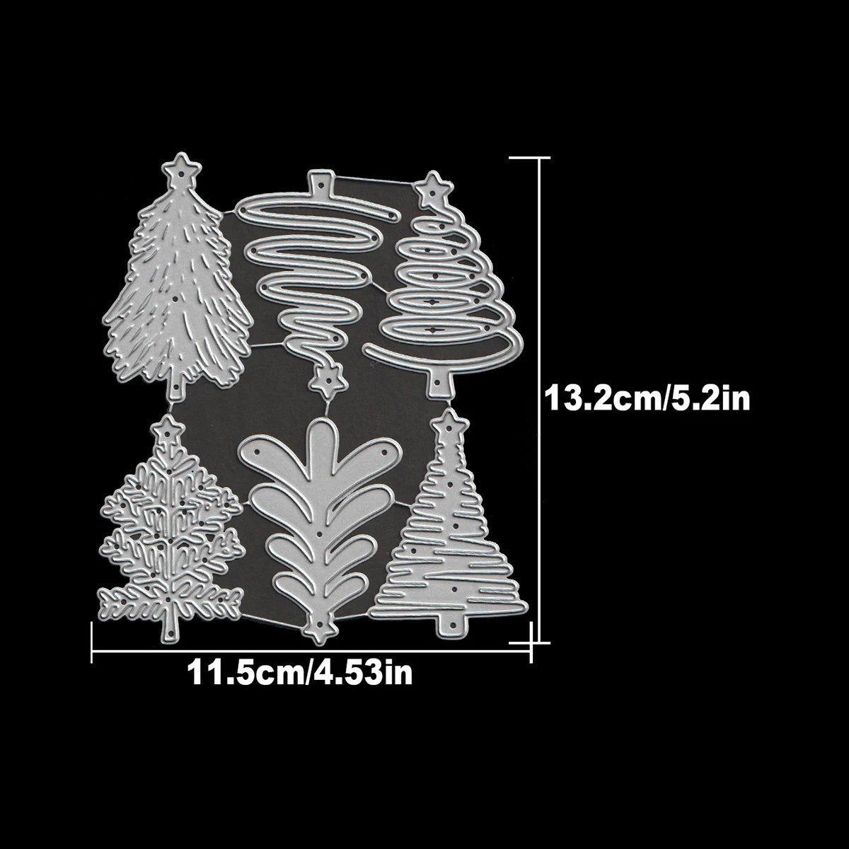 Snijmal kerstbomen met sterren – metalen stansvormen voor decoratie en scrapbooking